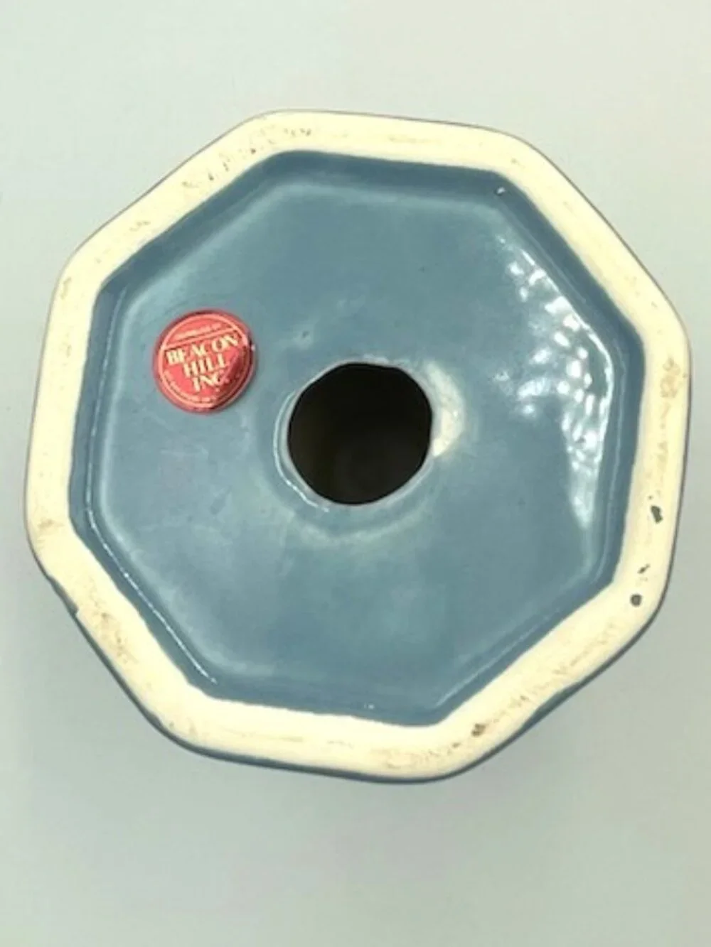 Beacon Hill Blue Ceramic Candle Holder Pedestal Holds Taper Dinner Votive Pillar